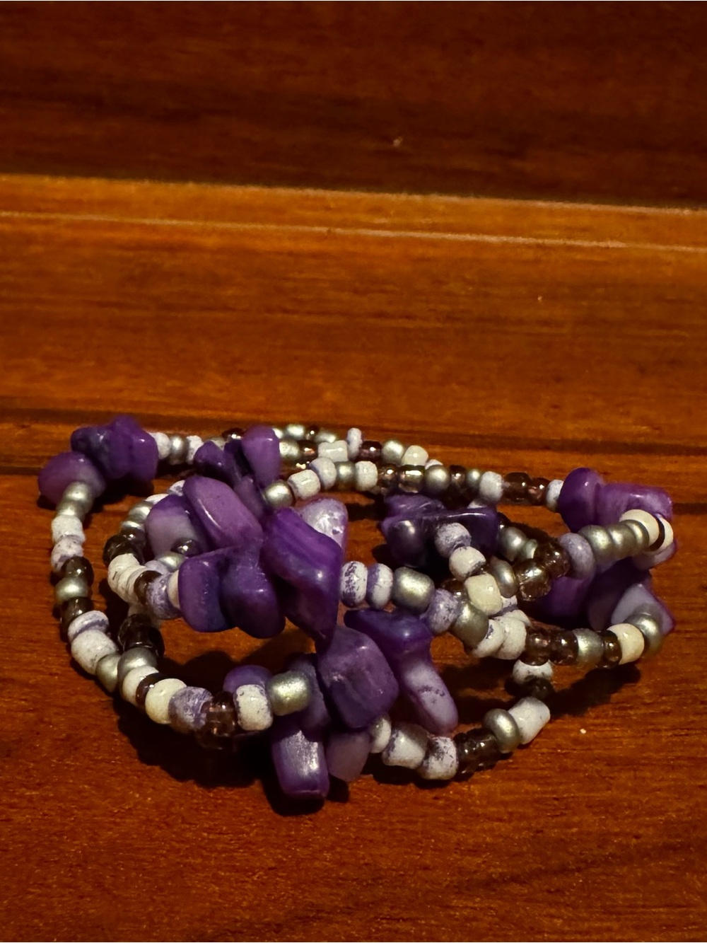 Vintage Purple Beaded Multi-Strand Wrap Bracelet